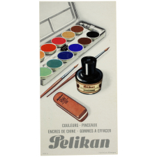 Buvard publicitaire. Pelikan. Couleurs - pinceaux - encres de Chine - gommes à effacer.