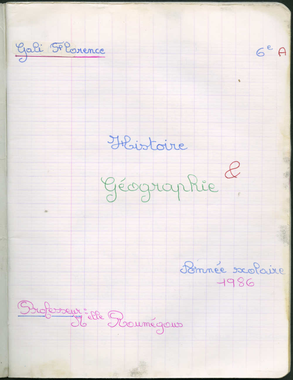 Cahier  de brouillon d'histoire et de géographie