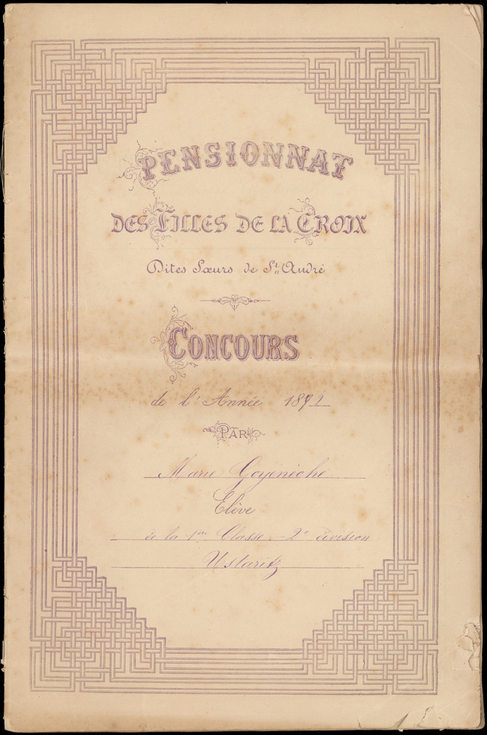 Cahier de passage de concours