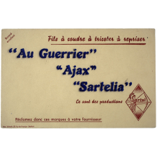 Buvard publicitaire. Fils à coudre, à tricoter, à repriser Sartel. 
