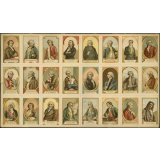 Planche de bons points. Hommes célèbres français du XVIIIe siècle