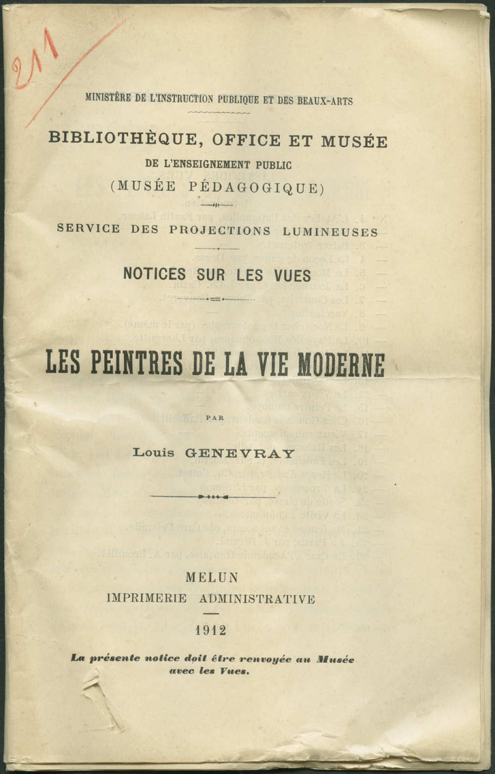 Les Peintres de la vie moderne. Notices sur les vues.