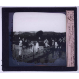 Passage des rivières militaire. Passerelle pour l'infanterie sur la Meuse.