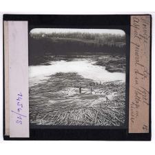 Norvège, la forêt. Aspect général d'un flottage en rivière.