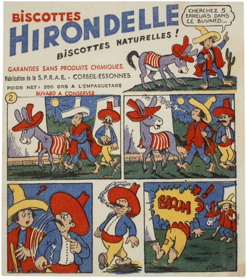 Buvard publicitaire. Biscottes Hirondelle. Le cigare. 