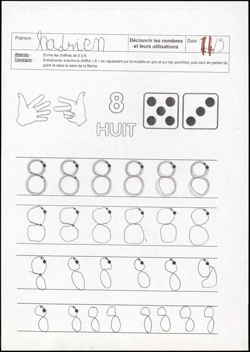 Exercice de mathématiques : le chiffre 8