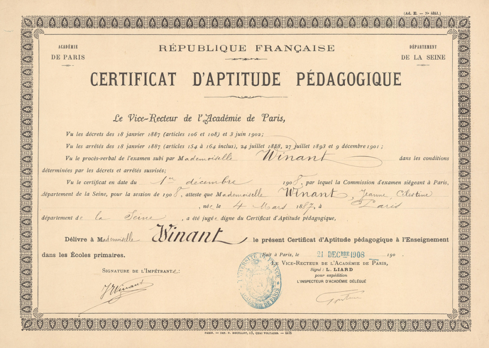 Certificat d'aptitude pédagogique. 