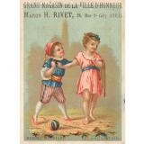 Carte réclame. Grand Magasin de la Fille d'Honneur. Mariage miniature : la Réconciliation.