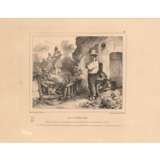 Alphabet moral et philosophique à l'usage des petits et des grands enfans. S. Souvenirs. Chauvin fatigué du lard paternel se souvient du 61e ; c'était mon bon tems, se dit-il, / Je n'avais que mes corvées, les inspections, les revues, les gardes et les exercices à penser... j'étais libre et heureux.