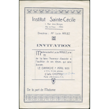 Institut Sainte-Cécile, Paris. Invitations et programmes