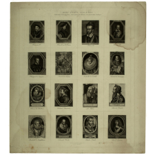 Planches de bons points. Hommes et femmes célèbres