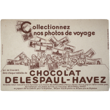 Buvard publicitaire. Collectionnez nos photos de voyage. Chocolat Delespaul-Havez.