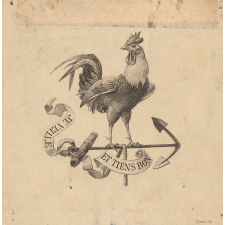 Ex-libris. Coq et ancre de marine. 