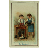 Cartes réclame. Cafés torréfiés. Aux Trois Planteurs. Les métiers.