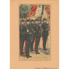 Le drapeau de Polytechnique et sa garde. 1902.