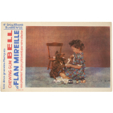Buvard publicitaire. Chewing Gum Bell et Flan Mireille. Buvard N° 56. Petite fille jouant avec son chien. 