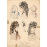 Costumes féminins. Modèles de chapeaux et de passementerie.