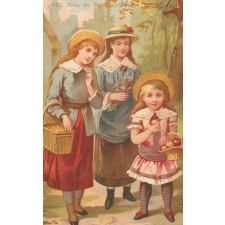 Carte réclame. Grand Lavoir & Bains St.-Etienne. Portrait de fillettes.