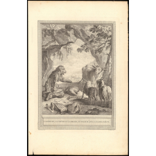 Fable de La Fontaine. La Génisse, la Chèvre et la Brebis, en société avec le Lion. Fable VI.