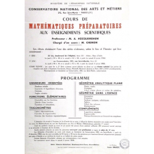 Ministère de l'Education Nationale - Conservatoire National des Arts et Métiers - Cours de Mathématiques Préparatoires aux enseignements scientifiques.