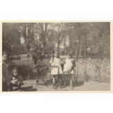 Quatre enfants dans un jardin