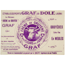 Buvard publicitaire. Graf. Crème de gruyère aux fleurs du Jura.