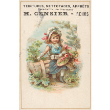 Cartes réclame. Teintures, nettoyages, apprêts. H. Censier - Reims. Portraits de fillettes.