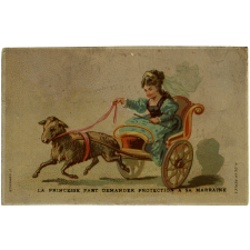 Cartes réclame. Maison Simon, marchand Boucher. Contes.