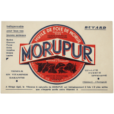 Buvard publicitaire. Morupur. Huile de foie de morue pour bestiaux et volailles.