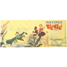 Buvard publicitaire. La chasse au crocodile. Pain d'Épices Végé.