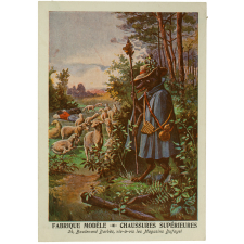 Images réclame à collectionner. Fabrique Modèle. Chaussures supérieures. Fables de La Fontaine.