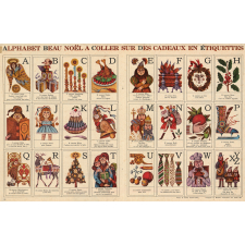 Alphabet. Beau Noël à coller sur des cadeaux en étiquettes.