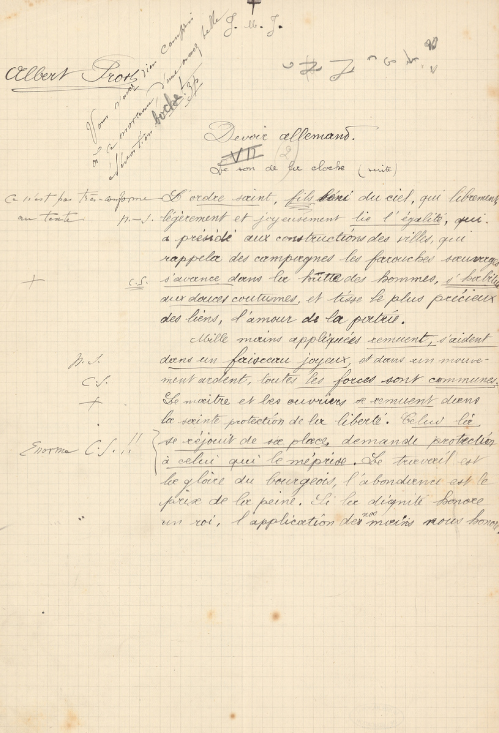 Devoir allemand. VII, Le son de la Cloche