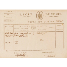 Notes sur l'élève. Lycée de Nismes.
