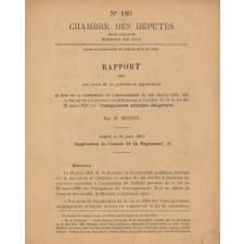 Chambre des Députés. Rapport fait au nom de la Commission de l'Enseignement et des Beaux-Arts, sur le projet de loi portant modifications à l'article 14 de la loi du 28 mars 1882 sur l'enseignement primaire obligatoire.