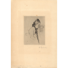 Portrait de jeune fille inconnue accoudée.