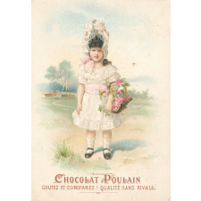 Carte réclame. Chocolat Poulain. Portrait de fillette.