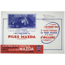 Buvard publicitaire. Grand concours 1953 des Piles Mazda. 