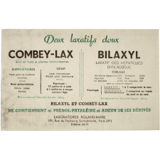 Buvard publicitaire. Combey-lax et Bilaxyl. Deux laxatifs doux.