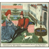 Image d'histoire - Enluminure - Conversation dans un jardin (Renaut de Montauban, manuscrit du XVe siècle)