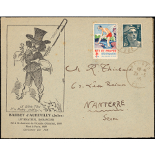 Portraits caricaturés d'écrivains : Charles Baudelaire et Jules Barbey d'Aurévilly.