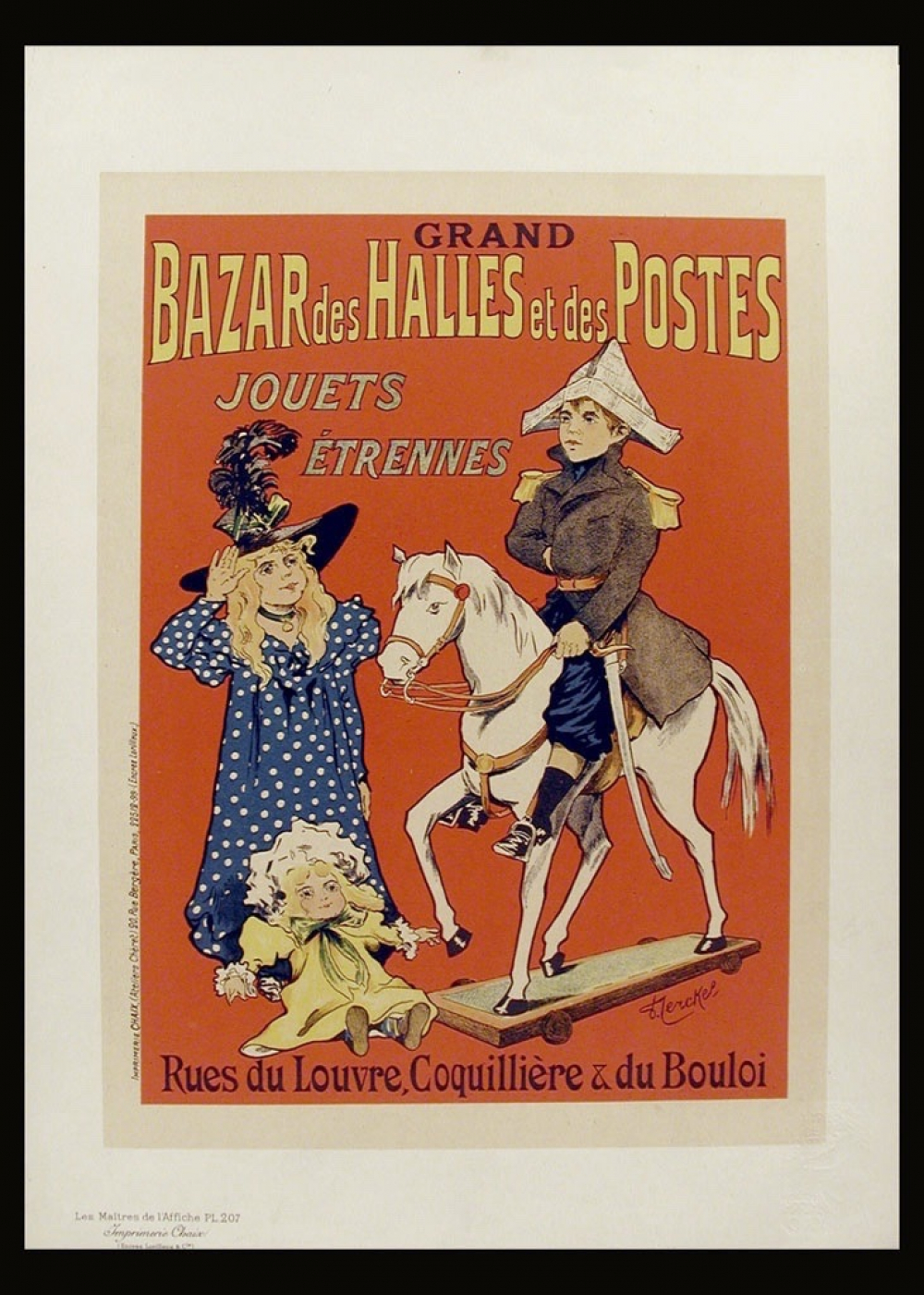 Grand Bazar des Halles et des Postes : jouets, étrennes. Rue du Louvre, Coquillière & du Bouloi. 