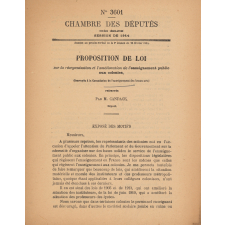 Proposition de loi sur la réorganisation et l'amélioration de l'enseignement public aux colonies.