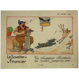 Images réclame à collectionner. Au Louvre, Paris. Le Savetier et le Financier.