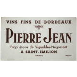 Buvard publicitaire. Pierre Jean. Vins fins de Bordeaux.