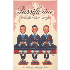 Image réclame à collectionner. Passiflorine rend les enfants sages. Les petites filles modèles.