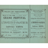 Billet d'entrée au Grand Festival au profit de l'Institut Pasteur, Palais du Trocadéro, Mardi 11 Mai 1886, à 2 heures précises