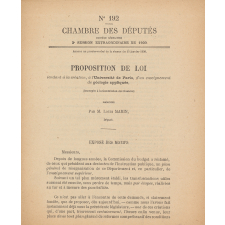 Chambre des Députés. Proposition de loi tendant à la création, à l'Université de Paris, d'un enseignement de géologie appliquée.
