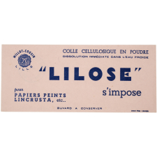 Buvard publicitaire. Lilose. Colle cellulosique en poudre.