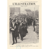 Les fêtes du Jubilé de Linné à Upsal. Les docteurs de l'Université, couronnés de feuillage, se rendent à l'église pour la cérémonie religieuse.